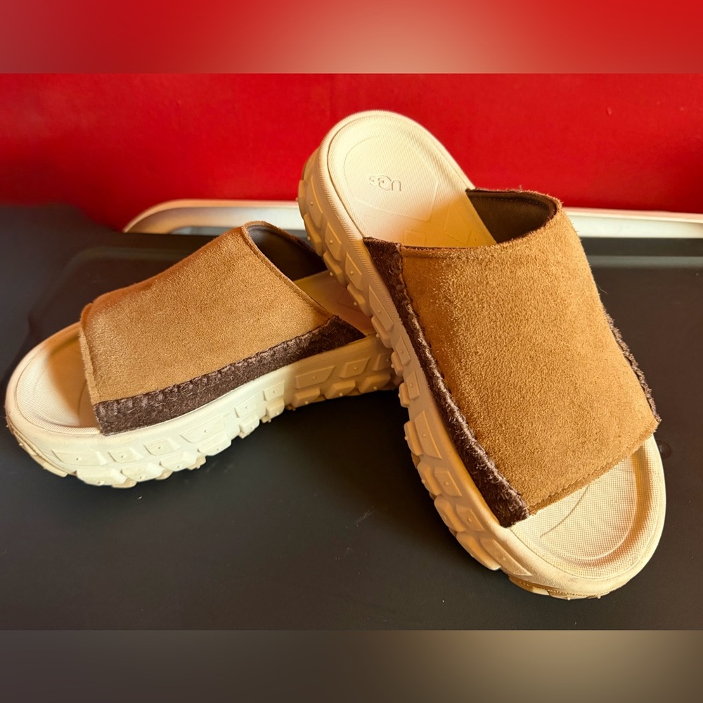UGG Brown Suede Slide Sandals